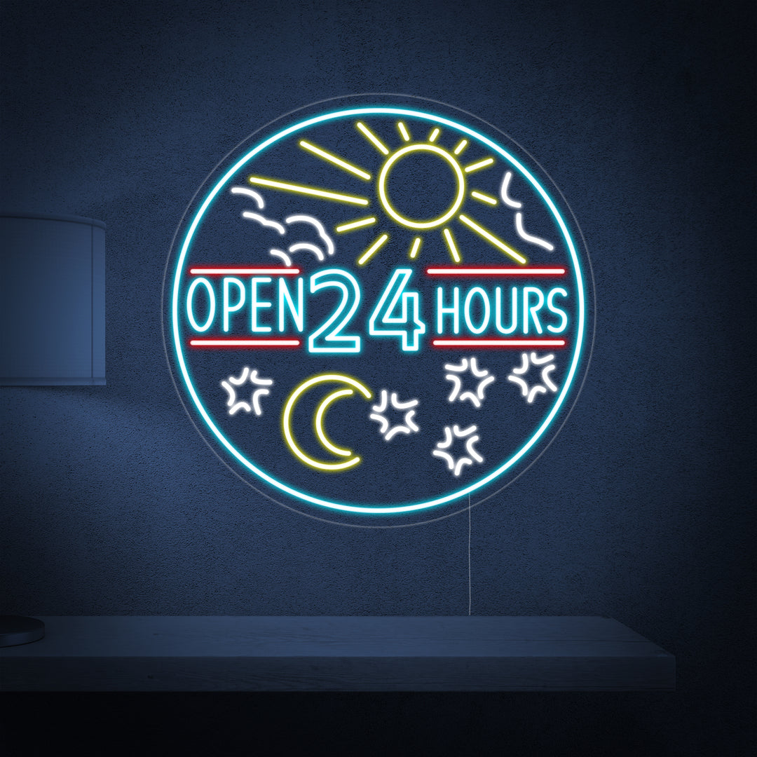 "Open 24 Hours" Neonskilt