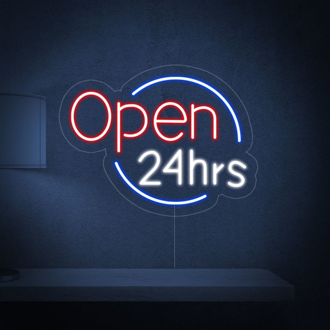 "Open 24 Hrs" Neonskilt