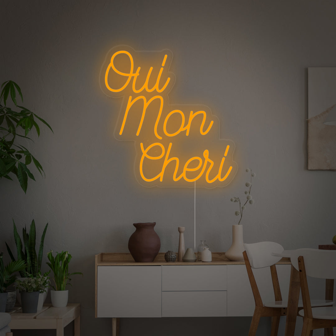 "Oui Mon Cheri French Oh Sweety" Neonskilt
