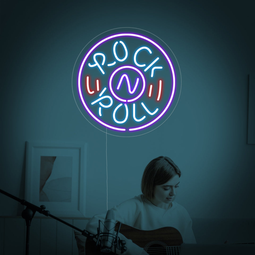 "Rock N Roll, Fest Med Live Musik" Neonskilt