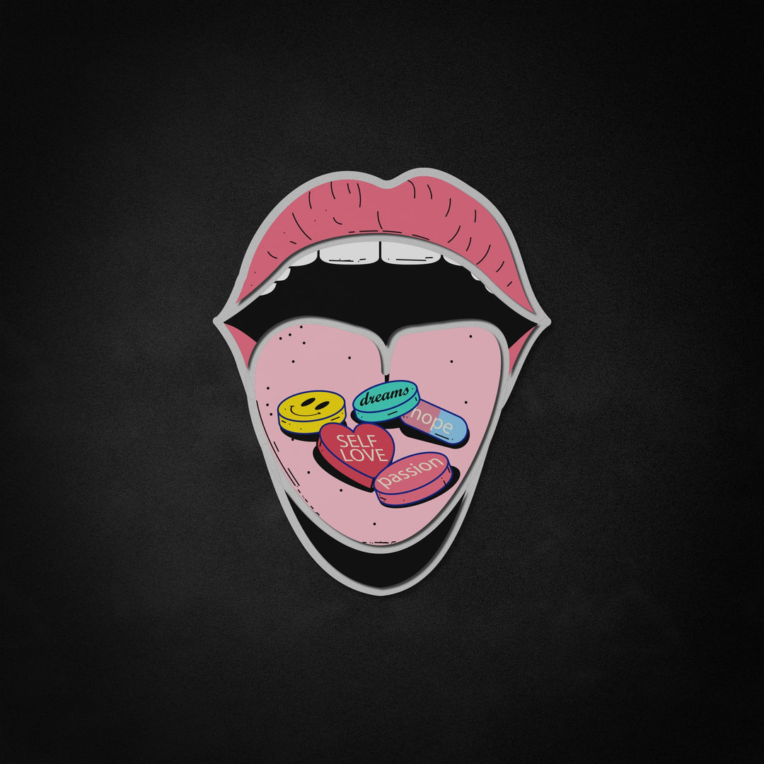 "Self Love Piller, Mund" Neon Like