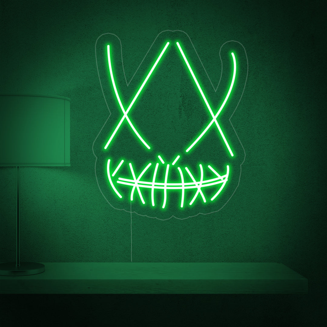 "Dødningehovedmaske" Neonskilt