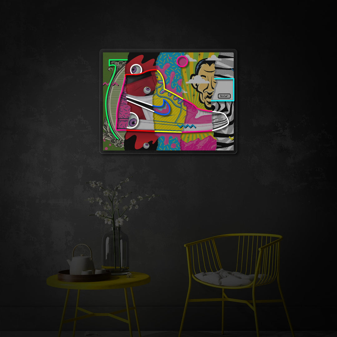 "Sneaker Pop Art" UV-printet LED-neonskilt