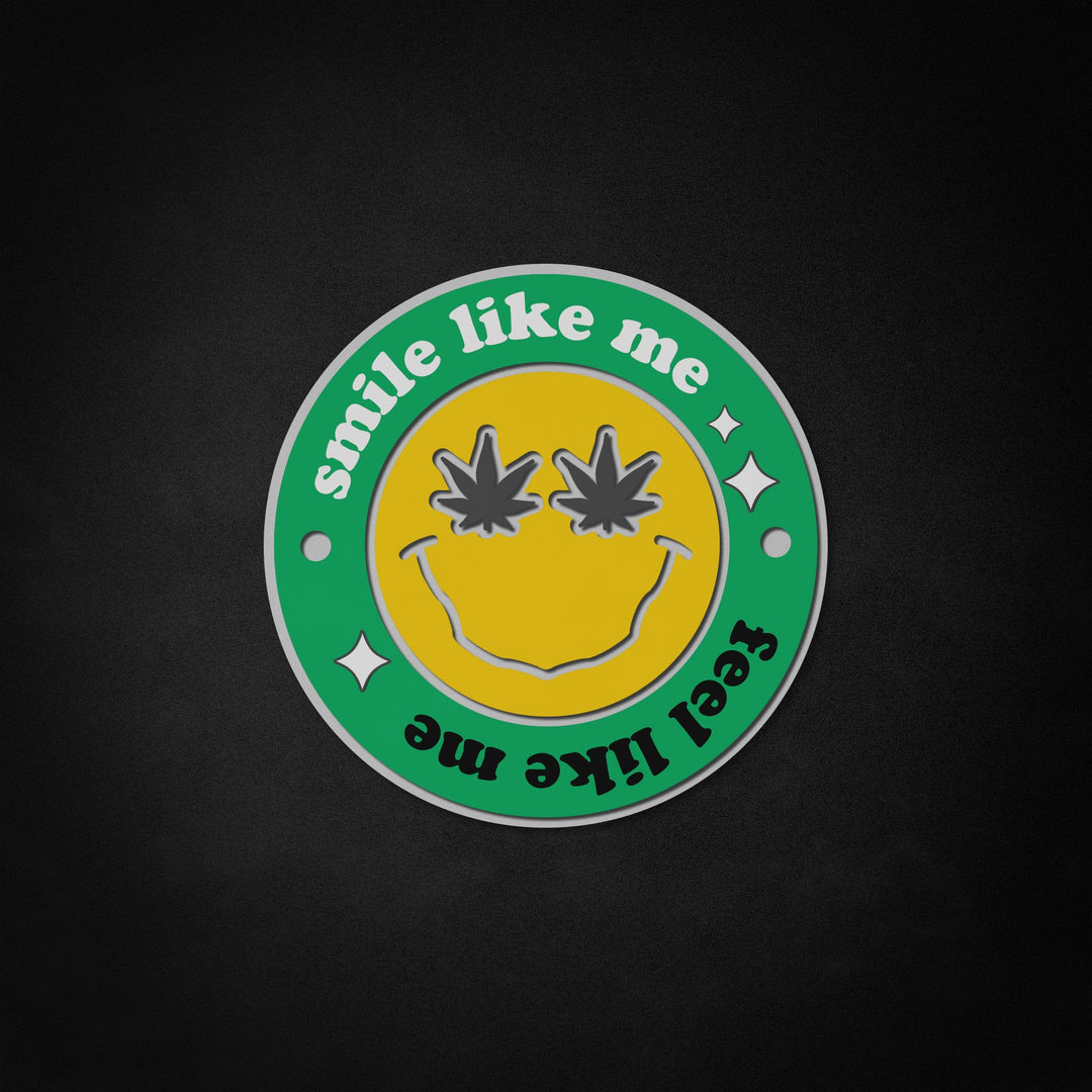 "Trippy Cannabis, Happy Face" Neon Like