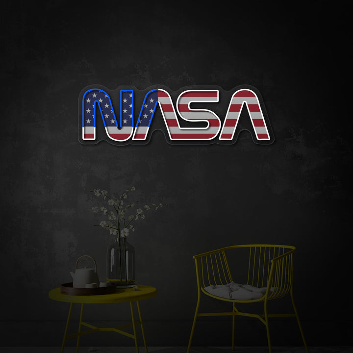 "USA-flagformet Nas-logo" UV-printet LED-neonskilt