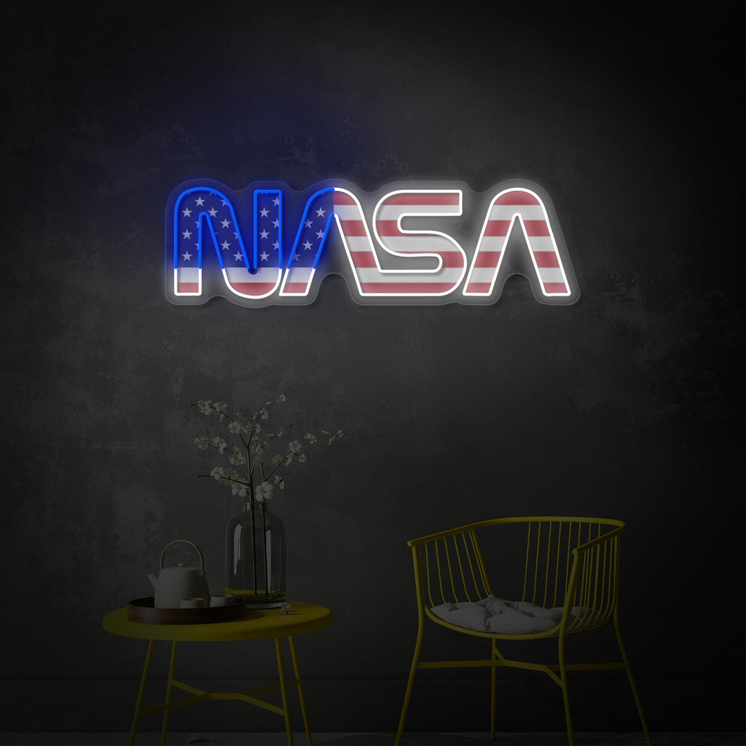 "USA-flagformet Nas-logo" UV-printet LED-neonskilt
