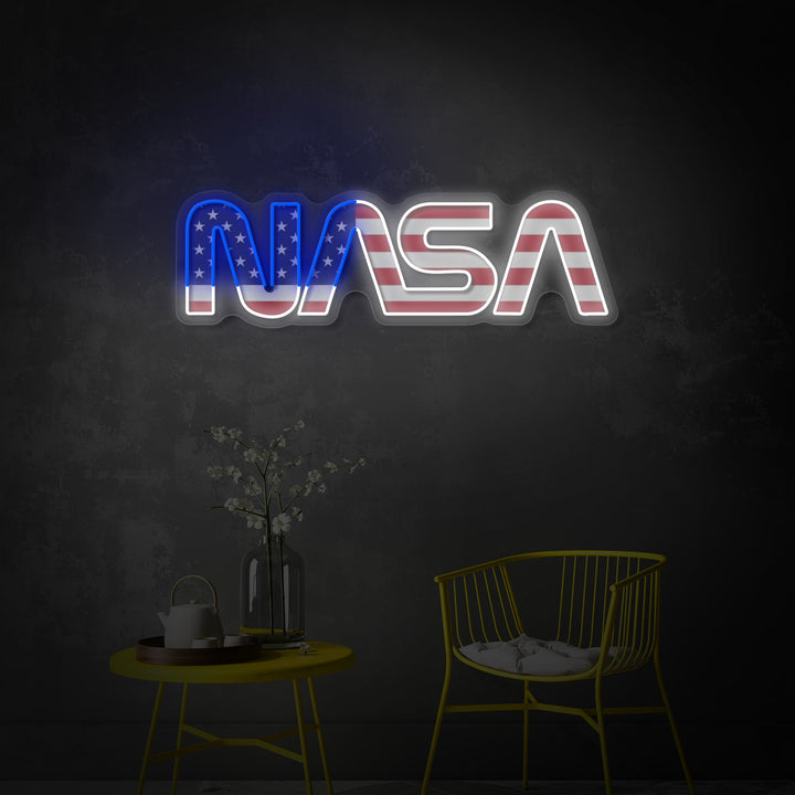 "USA-flagformet Nas-logo" UV-printet LED-neonskilt