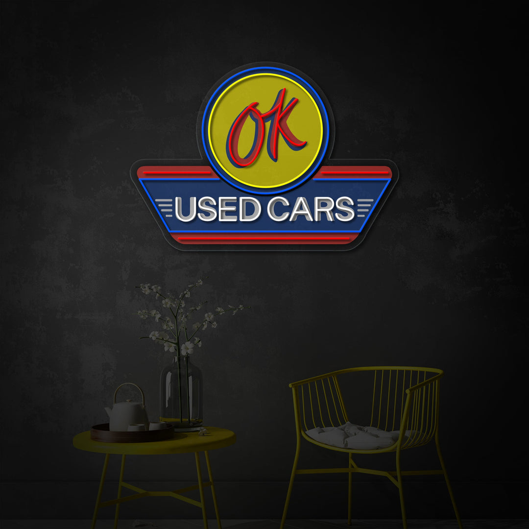 "Used Cars, Auto Service Logo" UV-printet LED-neonskilt