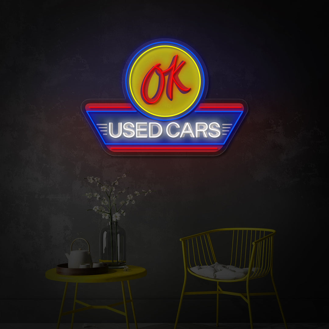 "Used Cars, Auto Service Logo" UV-printet LED-neonskilt