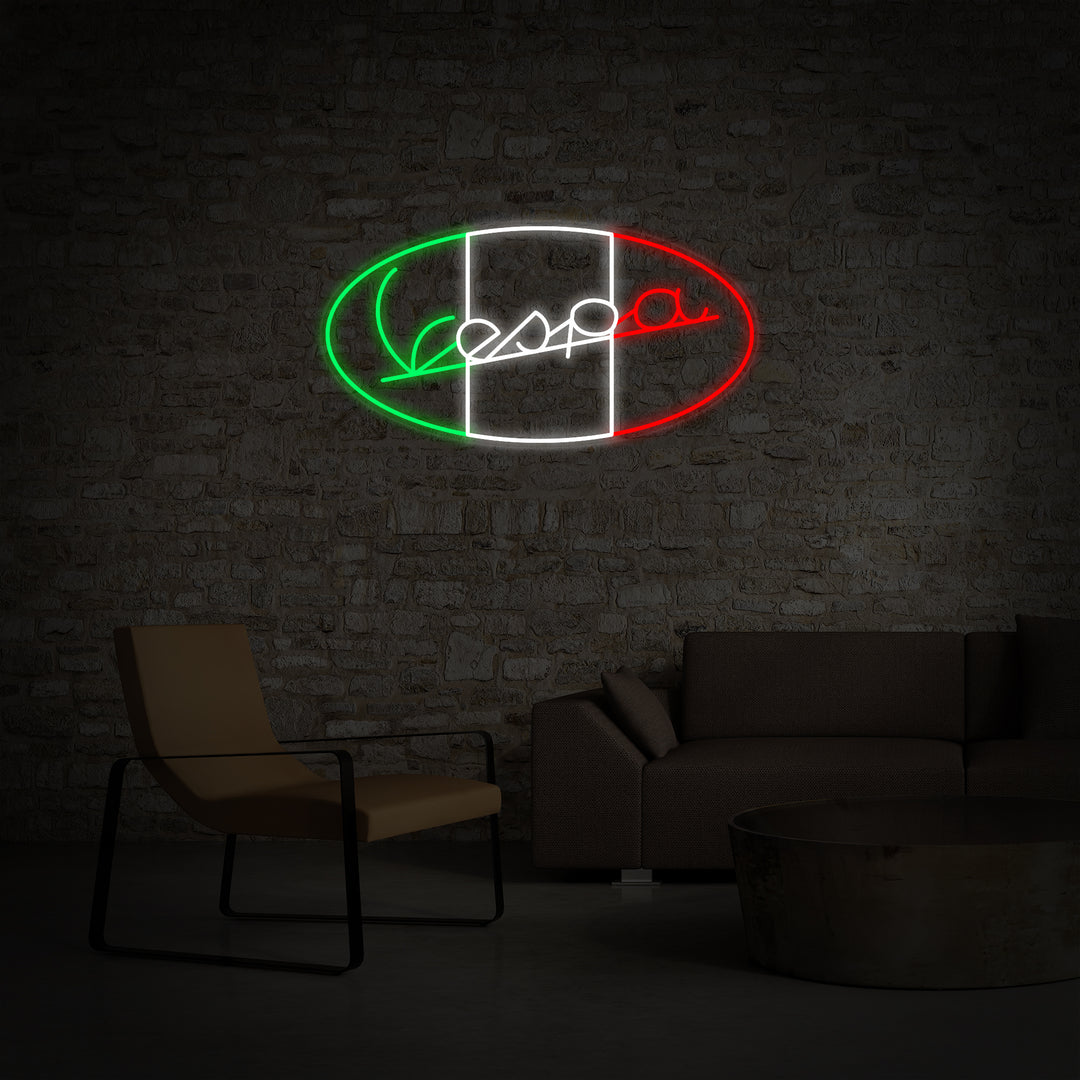 "Vespa Italiensk Motorcykel Logo" Neonskilt
