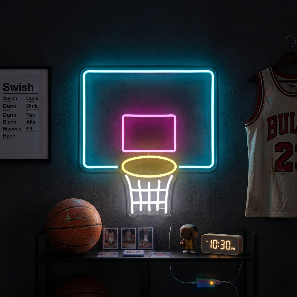 "Net Til Basketballbræt" Neonskilt