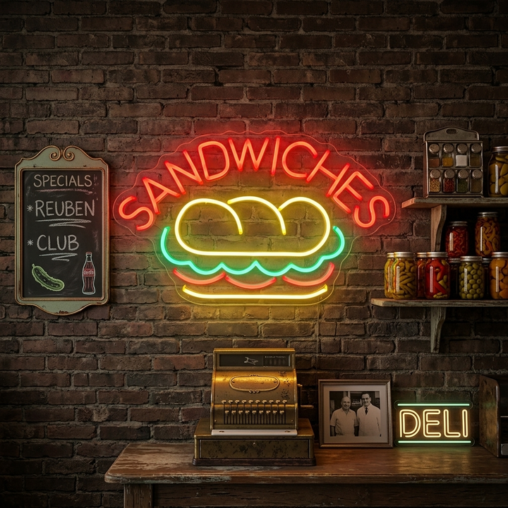 "SANDWICHES, Mad" Neonskilt