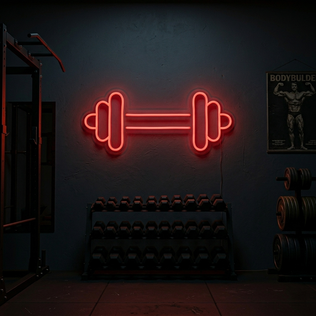 "Håndvægt Barbell Gym, Gym Indretning, Fitness Indretning" Neonskilt