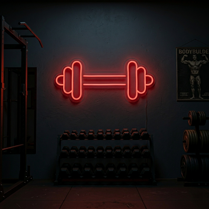 "Håndvægt Barbell Gym, Gym Indretning, Fitness Indretning" Neonskilt