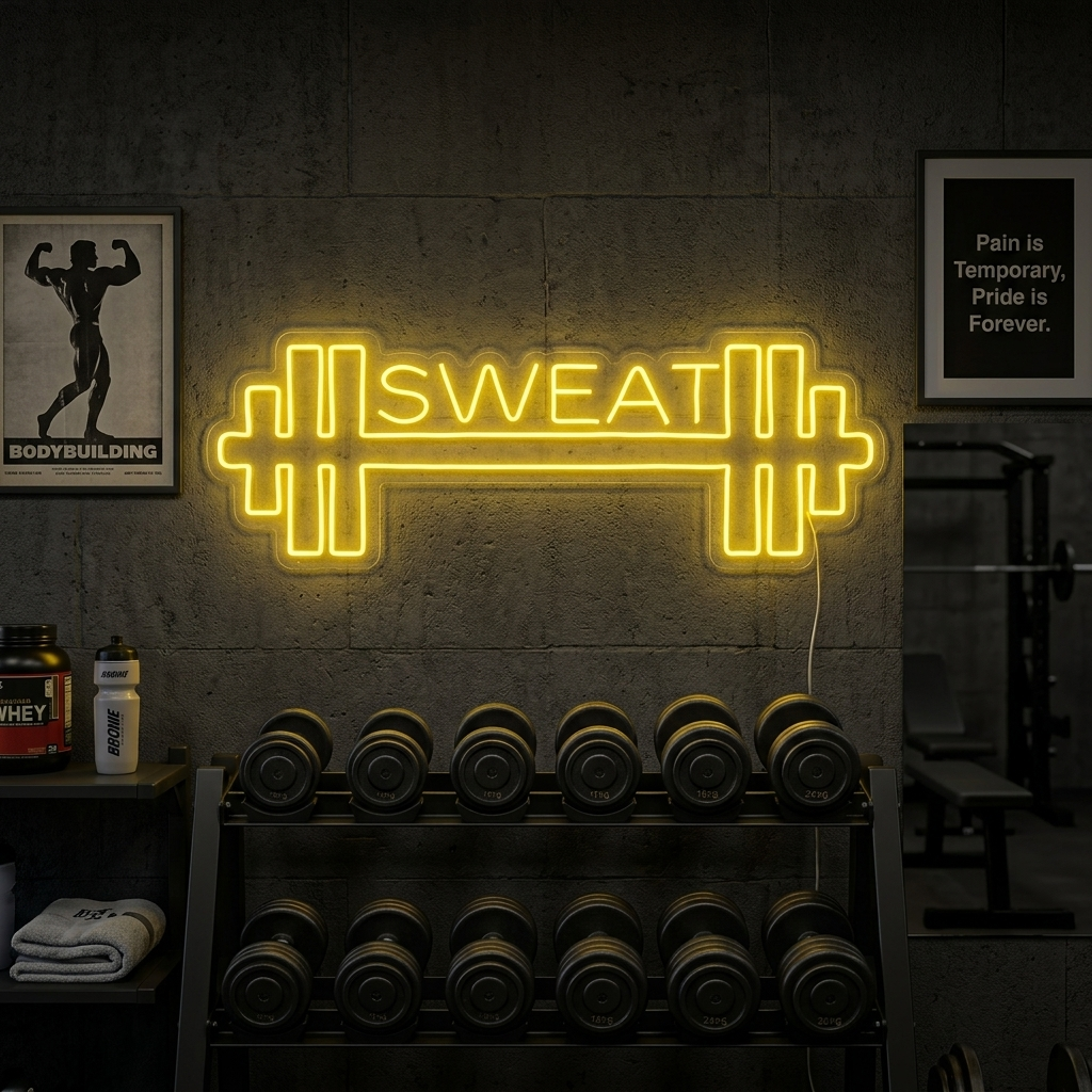 "Your Text, Tilpasset Fitness, Tilpasset Gym" Neonskilt