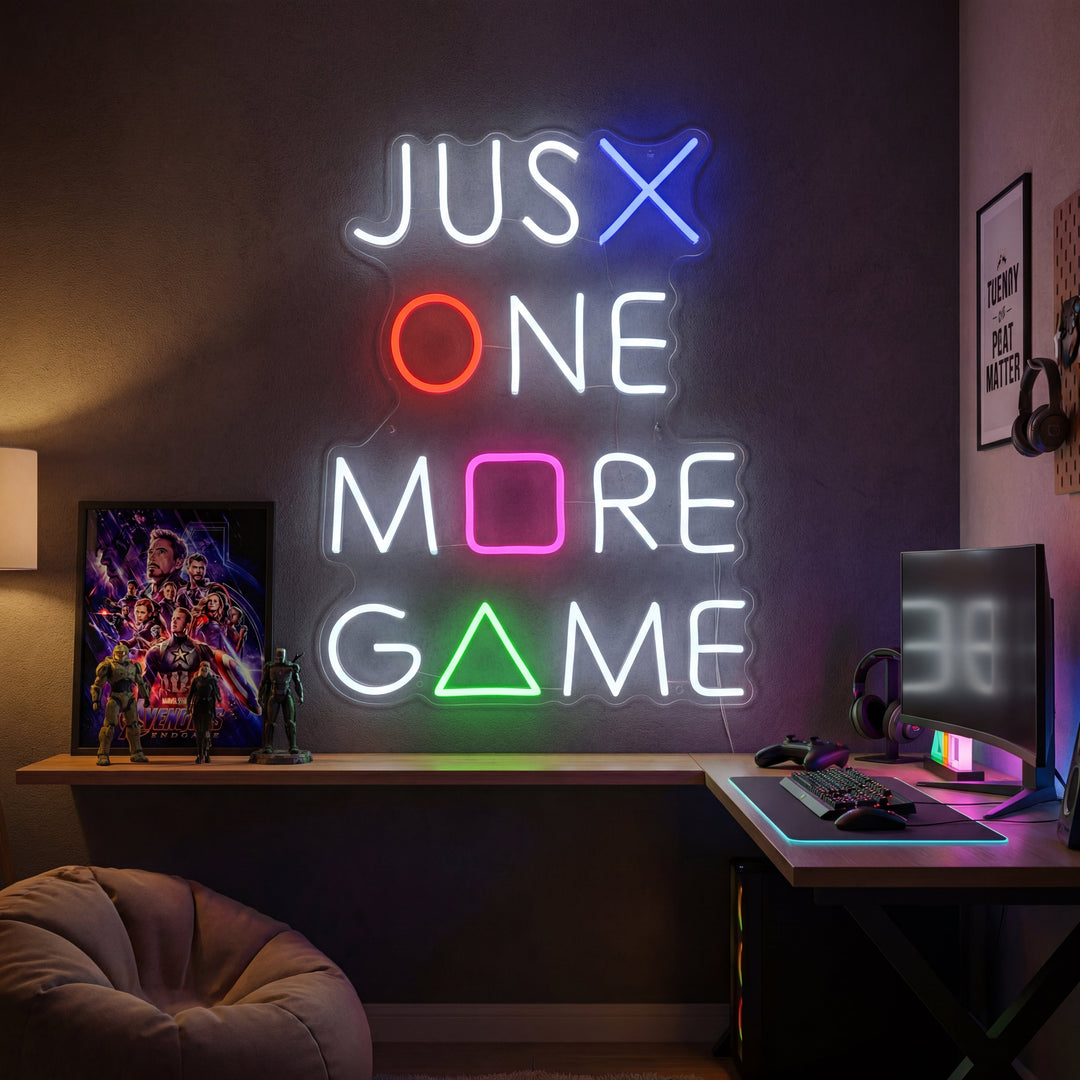 "Just One More Game, Gaming Dekoration" Neonskilt