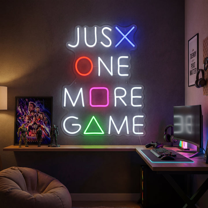 "Just One More Game, Gaming Dekoration" Neonskilt