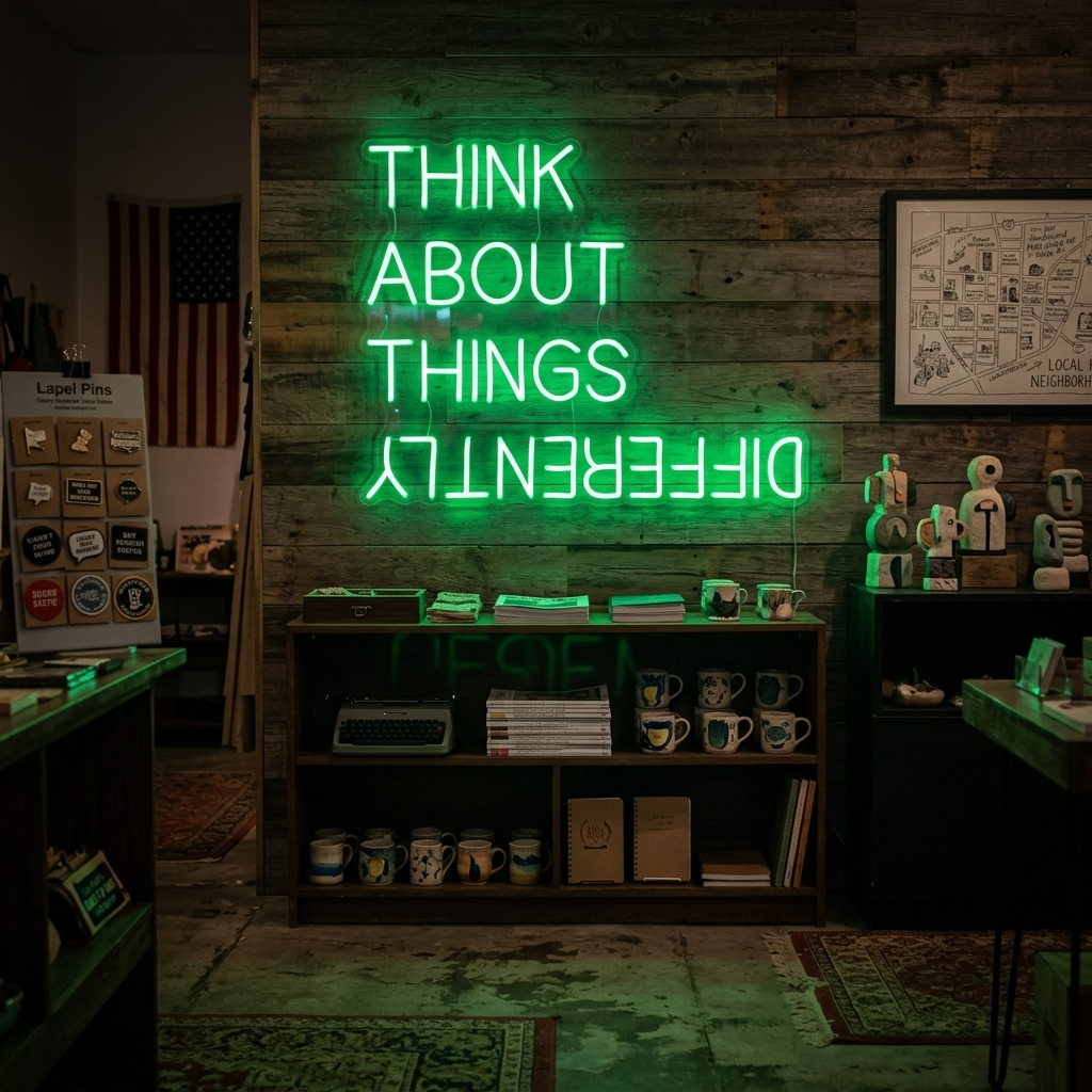 "Think About Things Differently" Neonskilt