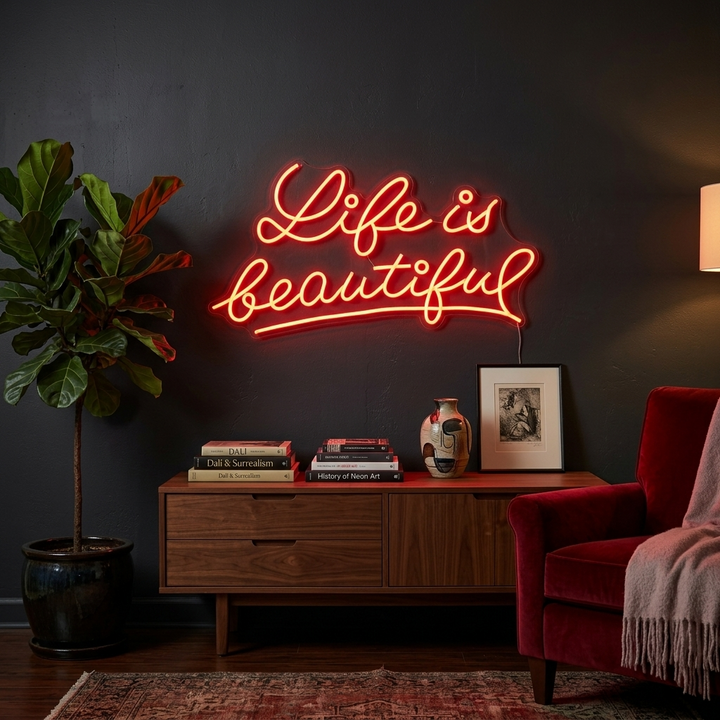 "Life is Beautiful" Neonskilt