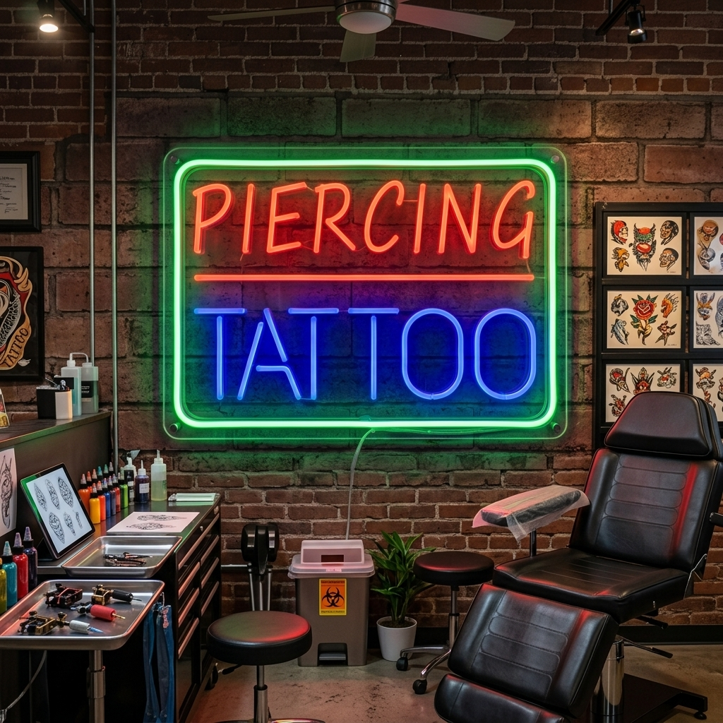 "Piercing Tattoo" Neonskilt