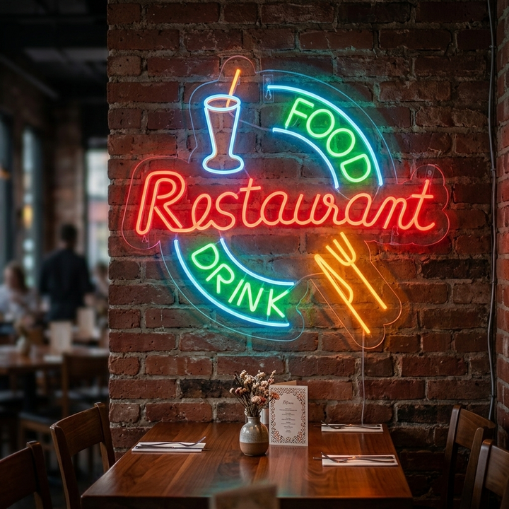 "Food And Drink Restaurant" Neonskilt