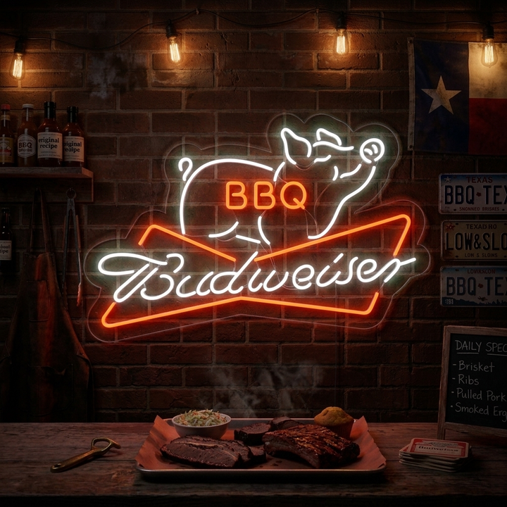 "Bud BBQ" Neonskilt