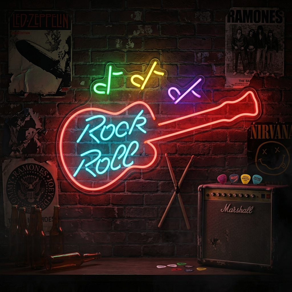 "Rock Roll" Neonskilt