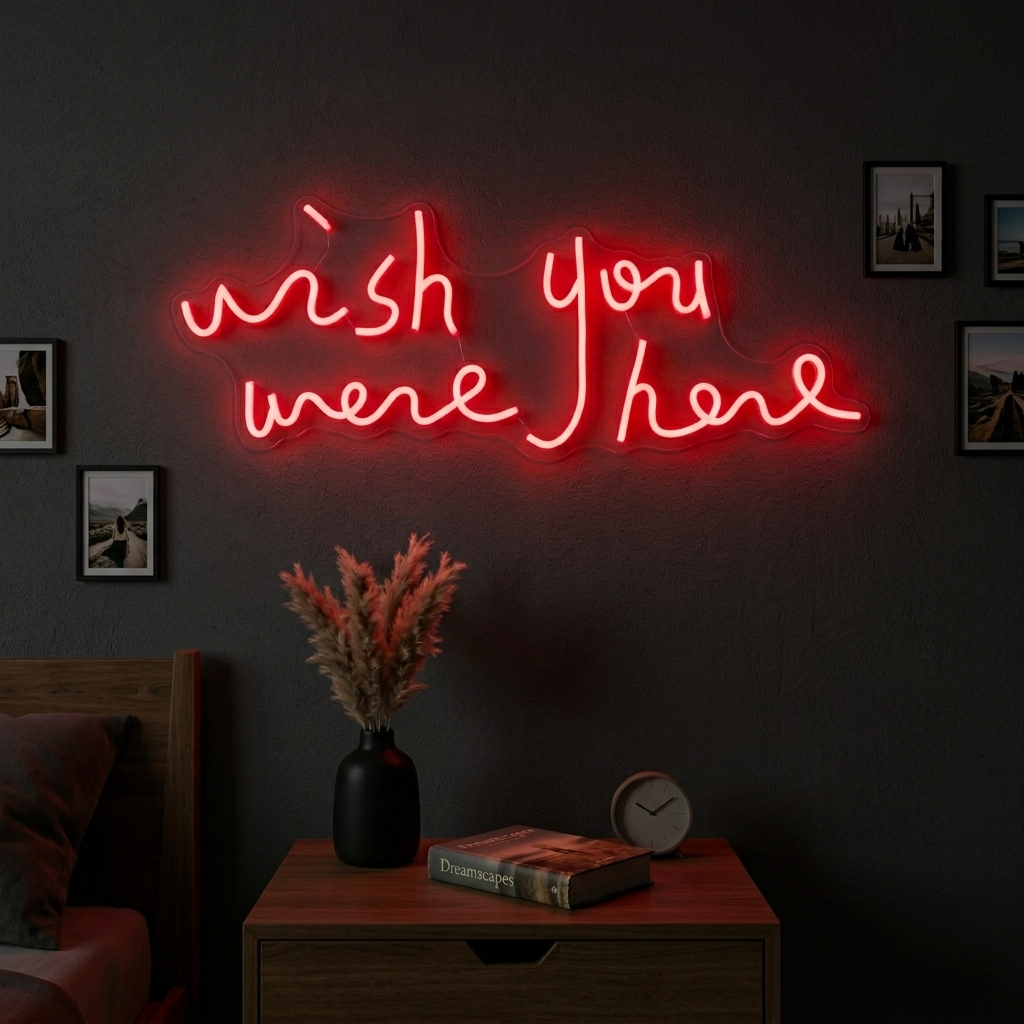 "Wish You Were Here" Neonskilt