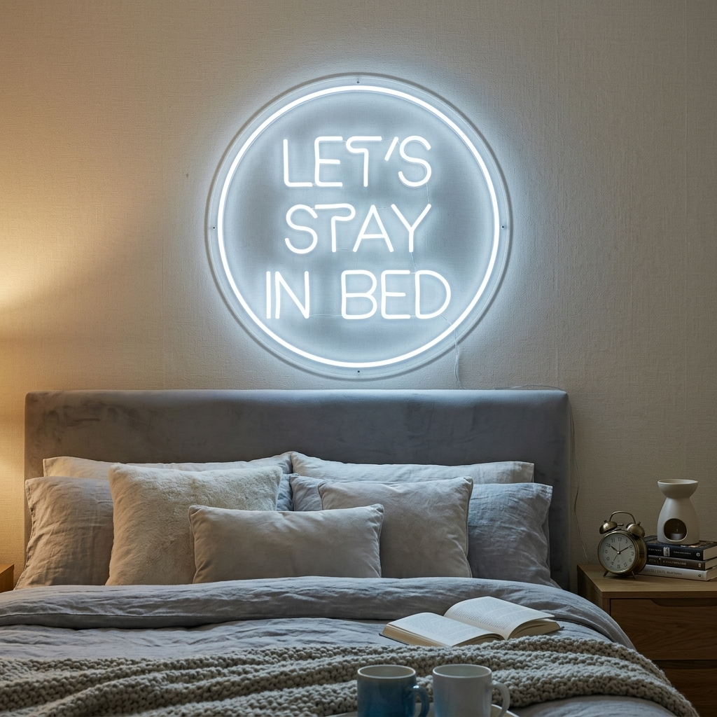 "Lets Stay In Bed" Neonskilt