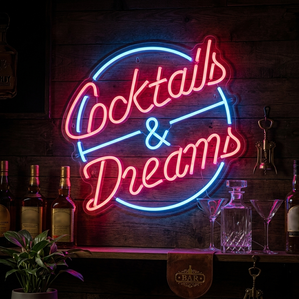 "Cocktails And Dreams" Neonskilt
