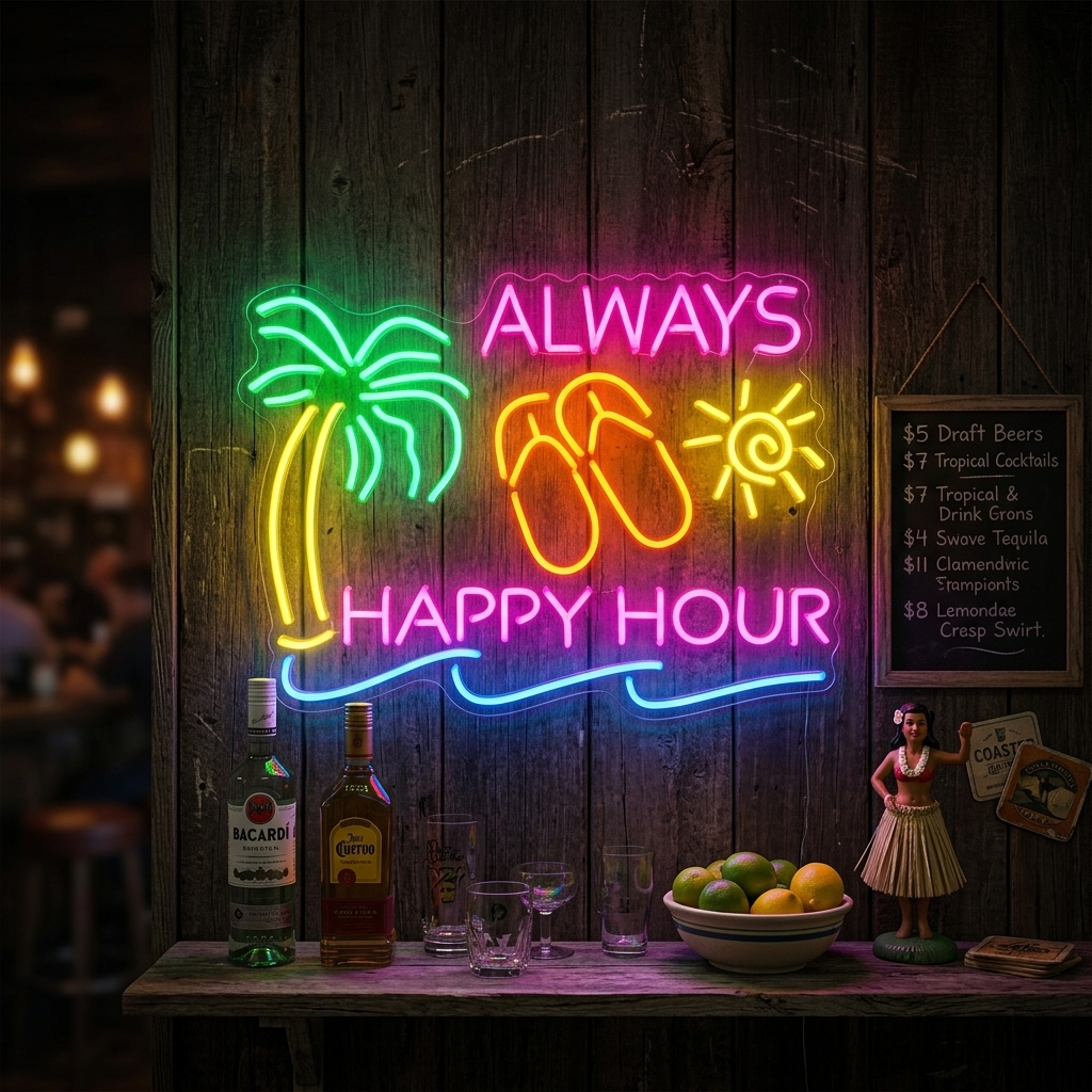"Always Happy Hour" Neonskilt