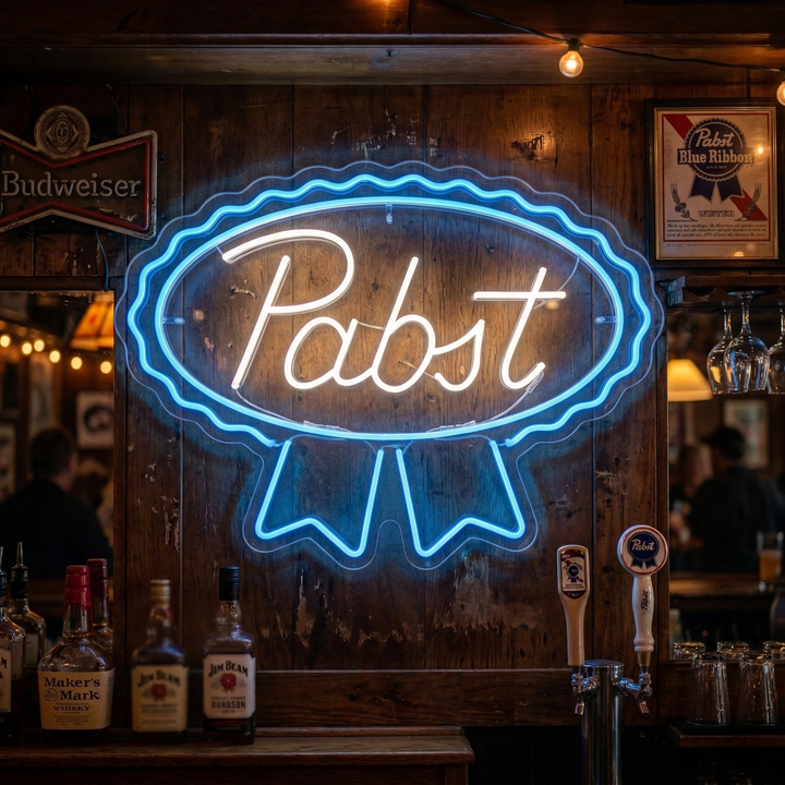 "Ny Pabst Blue Ribbon Lager Ale" Neonskilt