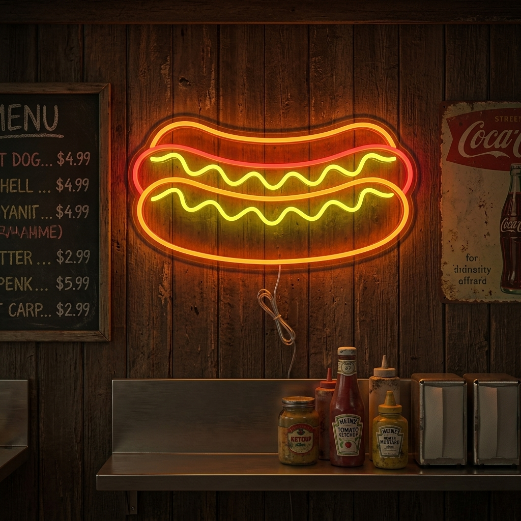 "Hotdog Restaurantmad" Neonskilt
