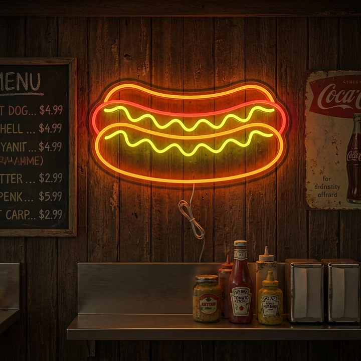 "Hotdog Restaurantmad" Neonskilt