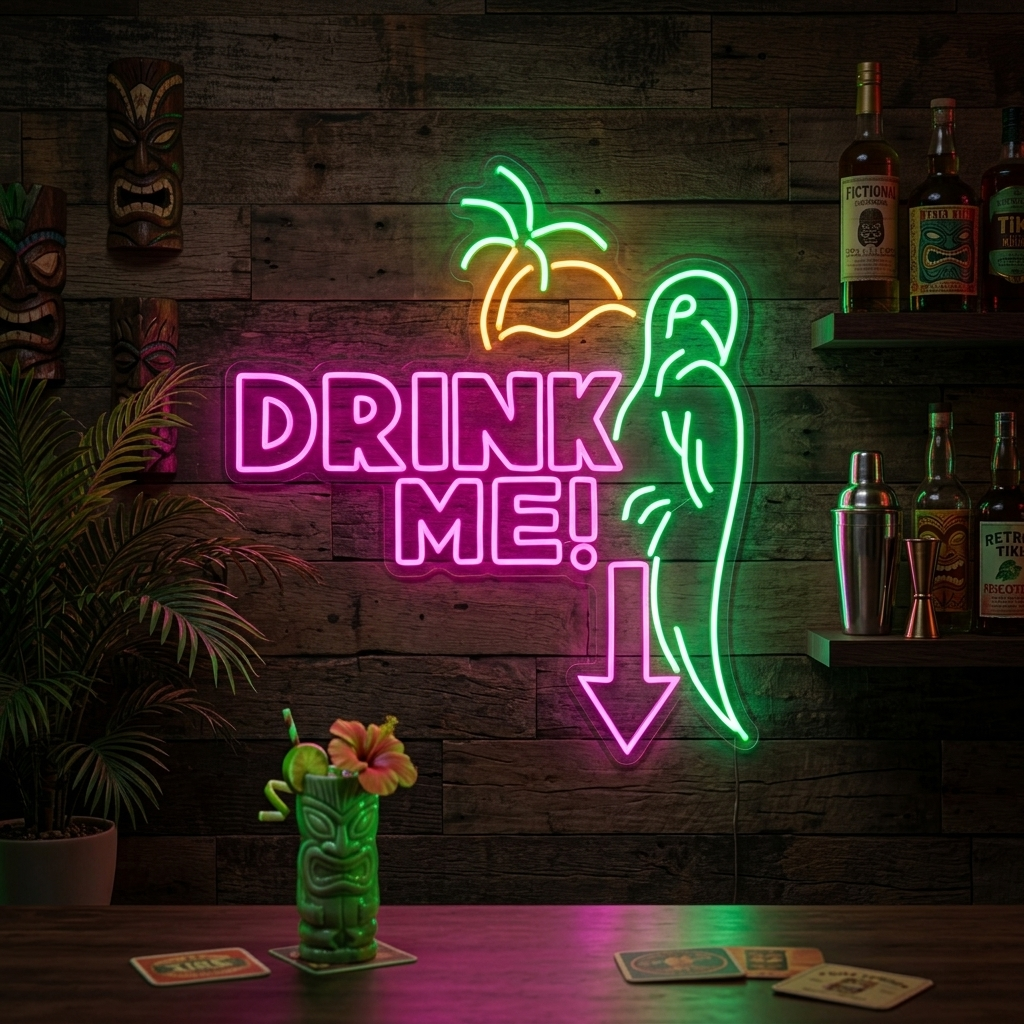 "papegøje, Drink Me" Neonskilt