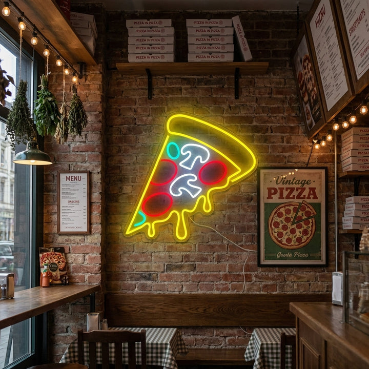 "Dryppende Pizza" Neonskilt