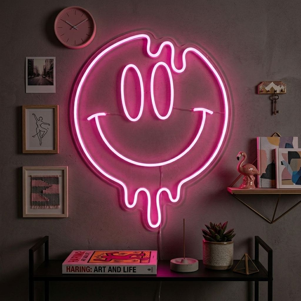 "Smiley-Emoji Der Drypper" Neonskilt