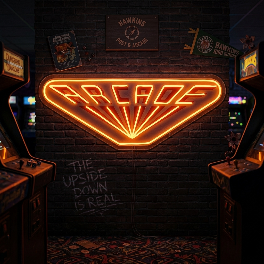 "Arcade, spillogo, tv-inspireret, fansgave" UV-printet LED-neonskilt