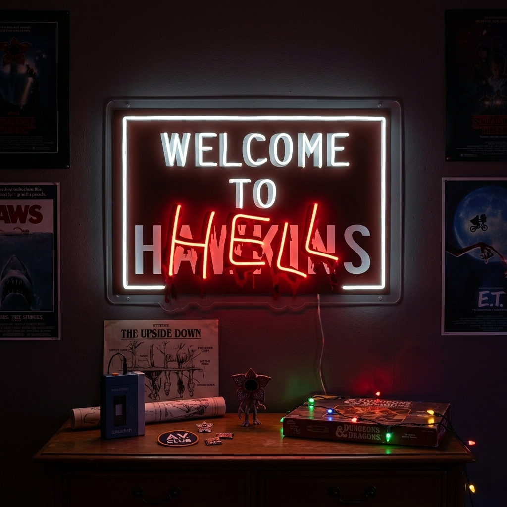 "Welcome To Hell" UV-printet LED-neonskilt