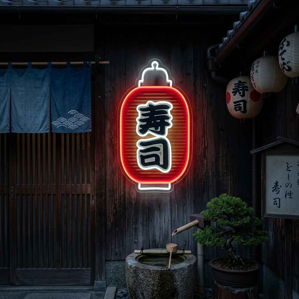 Sushi Neonskilt, Japansk restaurant indretning