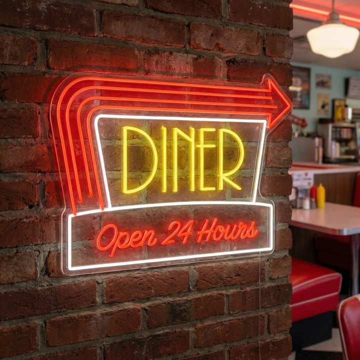 "Diner Open 24 Hours" Neonskilt