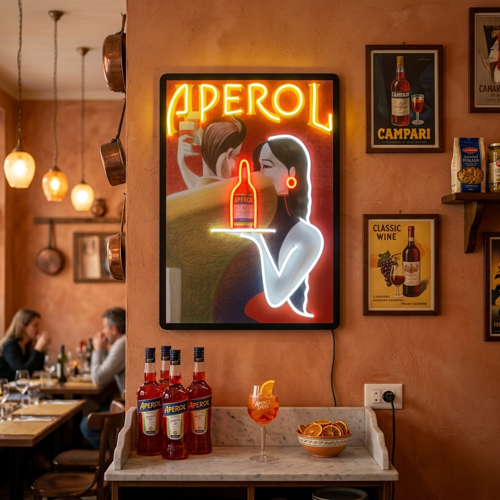 "Retro Aperol plakat" UV-printet LED-neonskilt