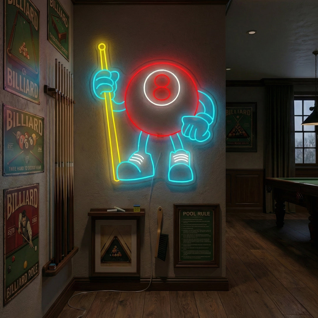 "8 Ball Billiards" Neonskilt
