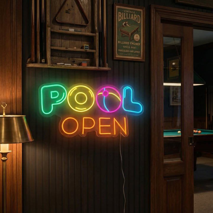 "Pool Open" Neonskilt