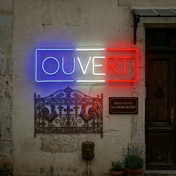 "Ouvert" Neonskilt