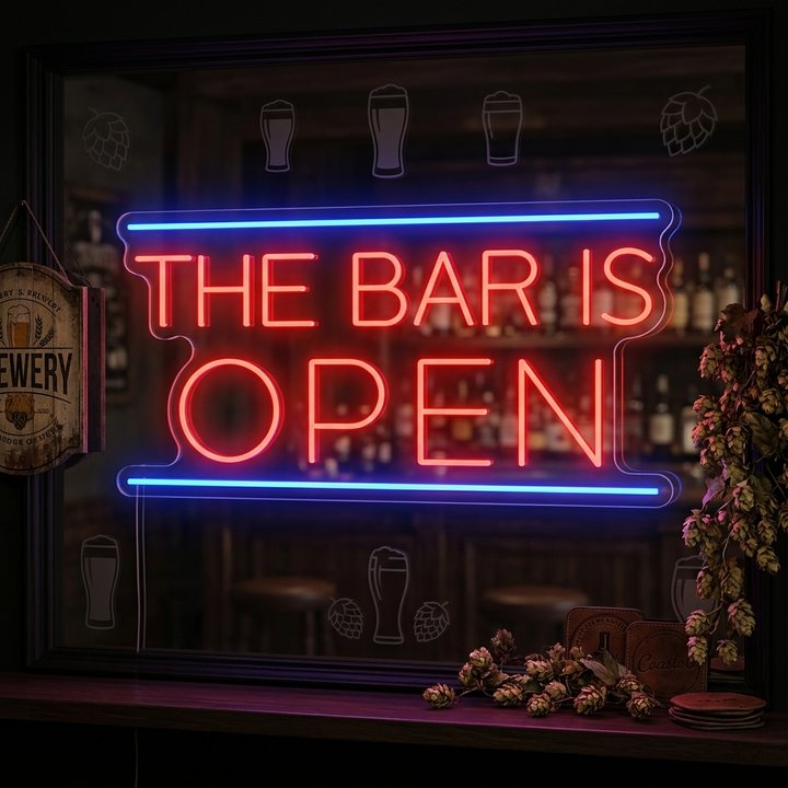 "Bar Is Open" Neonskilt