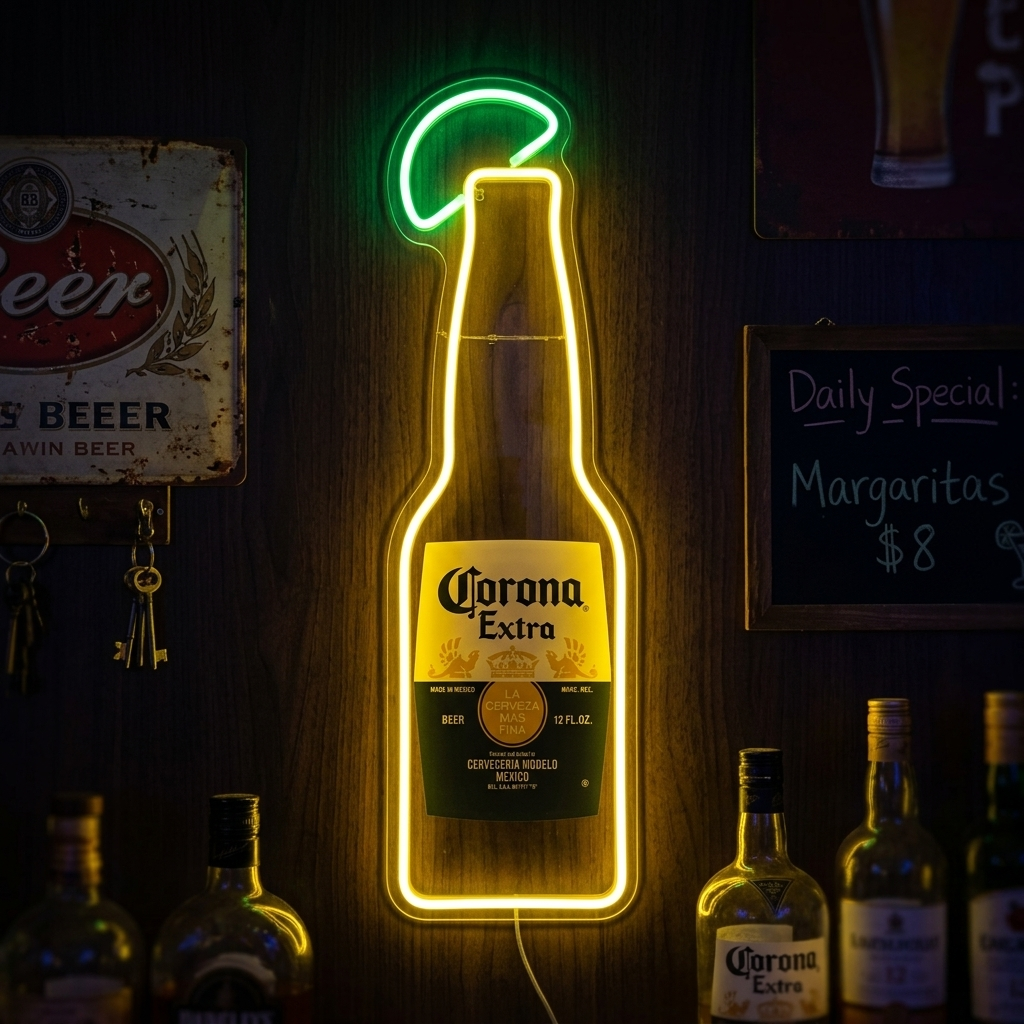 "Corona ølflaske" Neonskilt