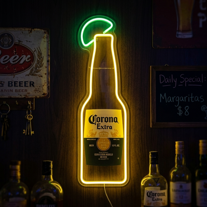 "Corona ølflaske" Neonskilt