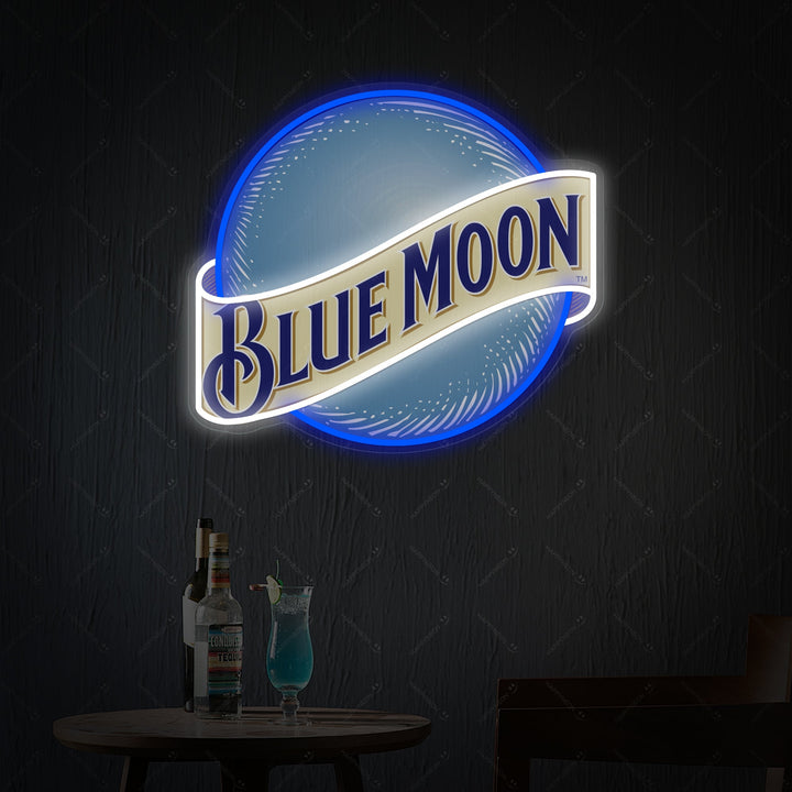 "Blue Moon Beer" Neonskilt