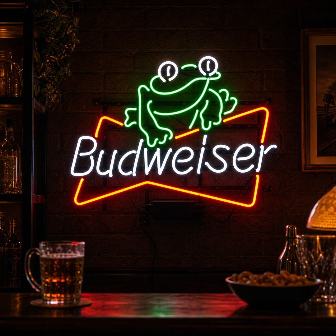 "Bud Beer Frog" Neonskilt